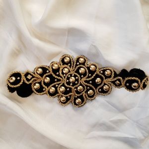 Vintage gold beaded and velvet belt